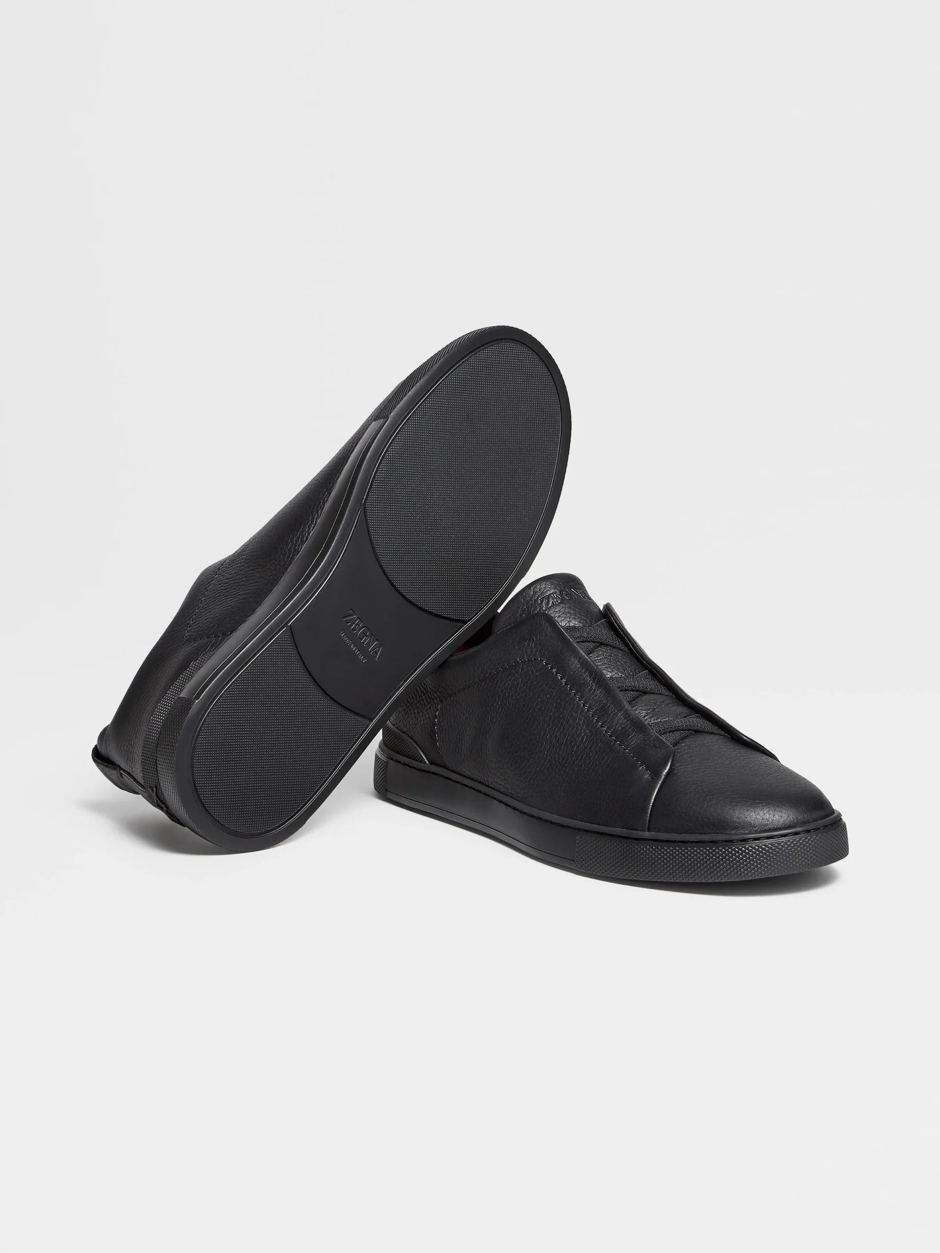 Zegna Triple Stitch Slip-On Sneaker black