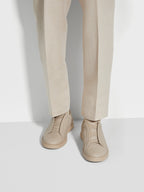 ZEGNA Beige Deerskin Triple Stitch™ Sneakers