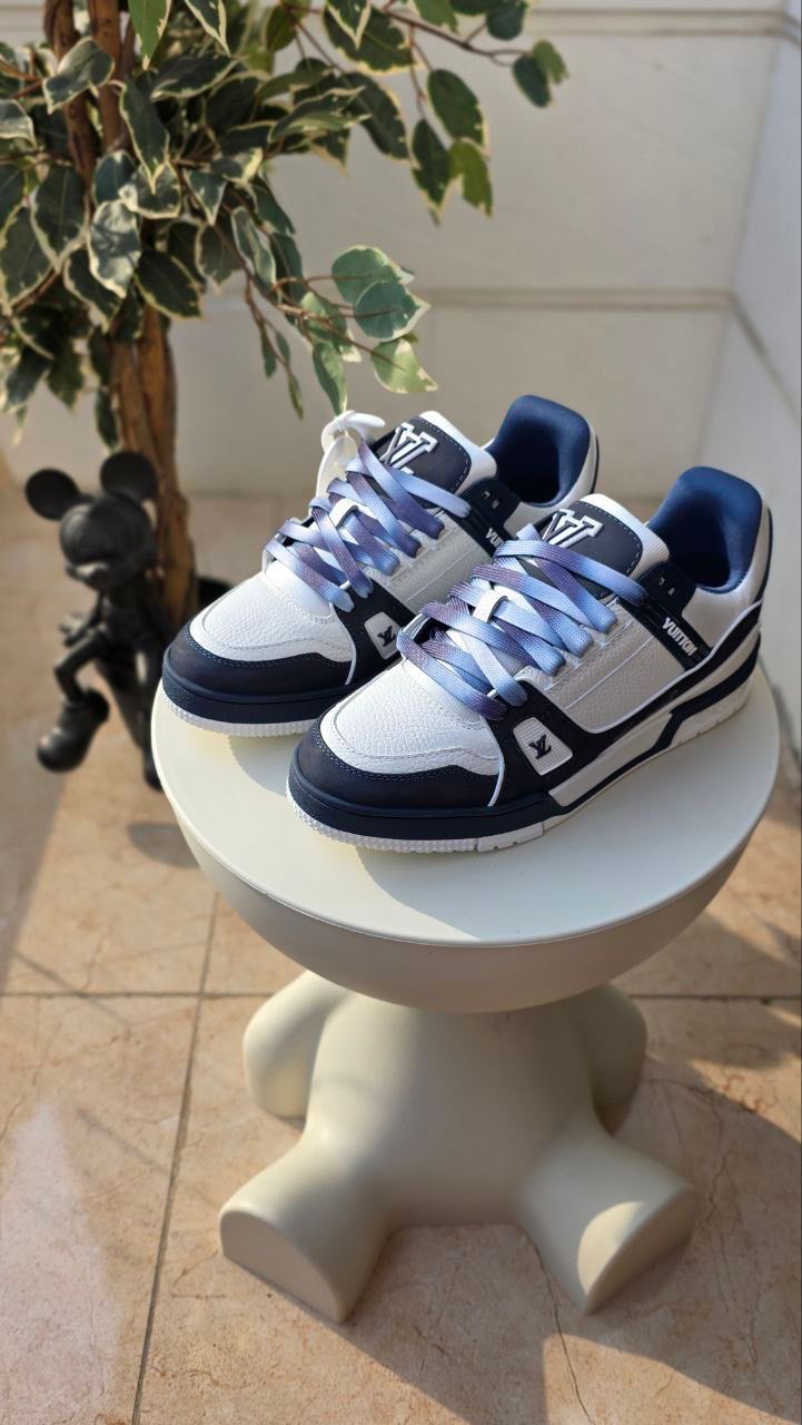 Louis Vuitton White and Navy Sneakers